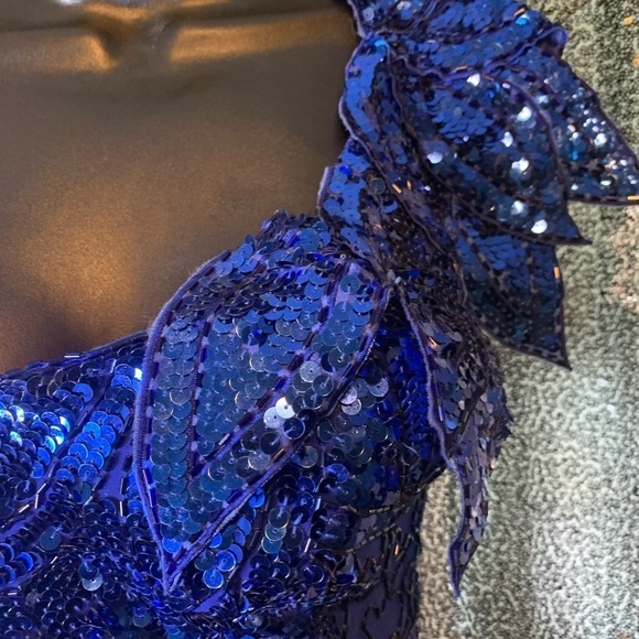 Vintage Black Tie Royal Blue Formal/Party Sequin Dress Size 8 - Picture 2 of 7
